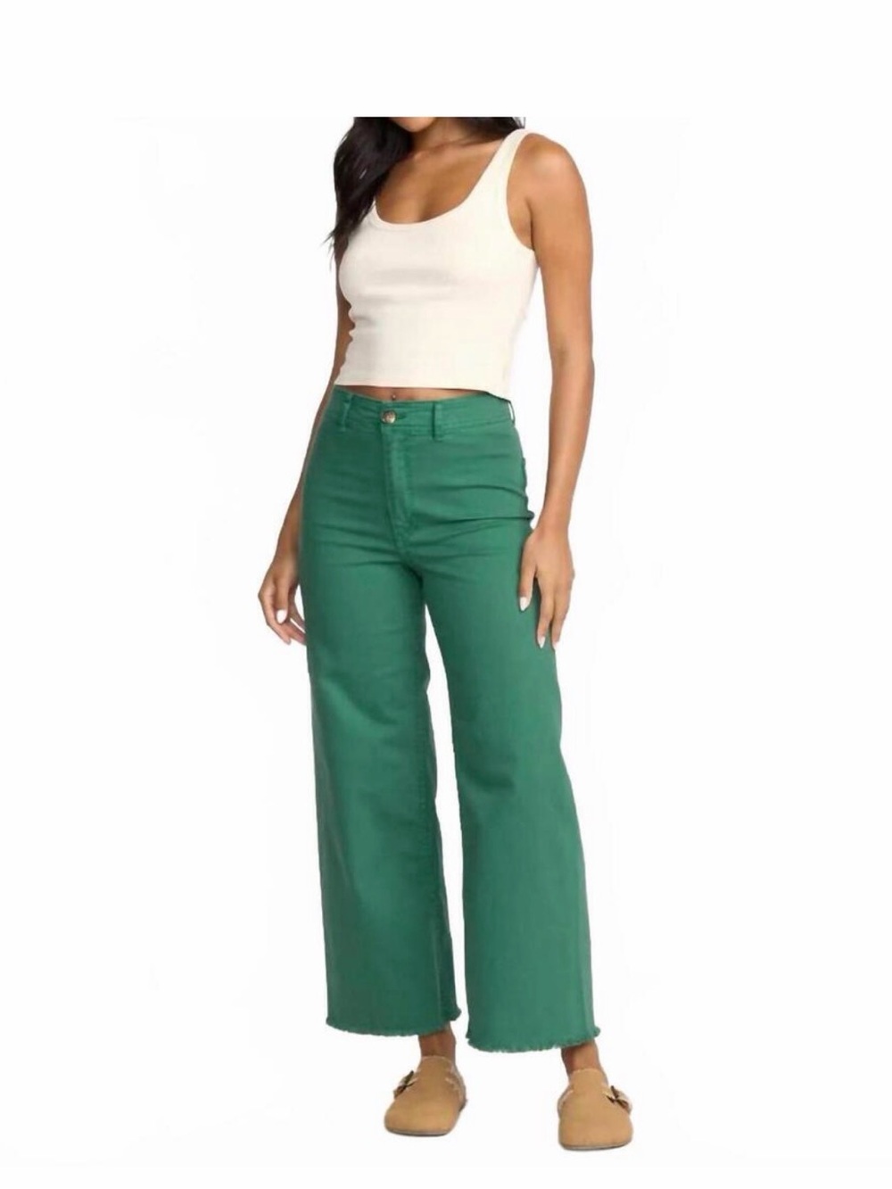 Billabong Emerald Green High-Rise Wide-Leg Jeansfree fall twill pants 26
